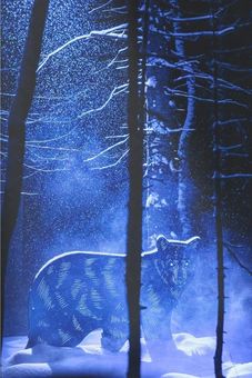 Ours illuminé sur le parcours wendat Onhwa' Lumina